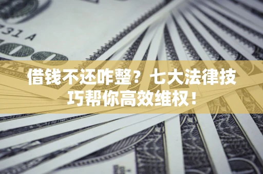 武汉借钱不还咋整？七大法律技巧帮你高效维权！